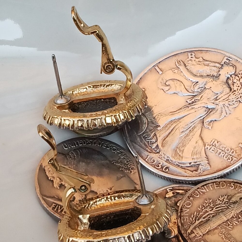 1960's D'Orlan Art Glass Opal Earrings - Picture 5 of 6